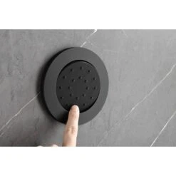 1-Spray Dual Shower System 2.5 GPM With Shower Head,Hand Shower, Slide Bar Bodysprays In Matte Black -FURITURE SALE SHOP matte black tahanbath dual shower heads y w2287 141182 1f 1000