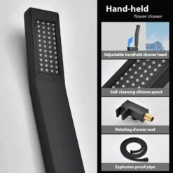 1-Spray Patterns Shower Head With Dual Wall Mount 1.5 GPM In Matte Black 11 1-Spray Patterns Shower Head With Dual Wall Mount 1.5 GPM In Matte Black -FURITURE SALE SHOP matte black tahanbath dual shower heads y w928104979 44 1000