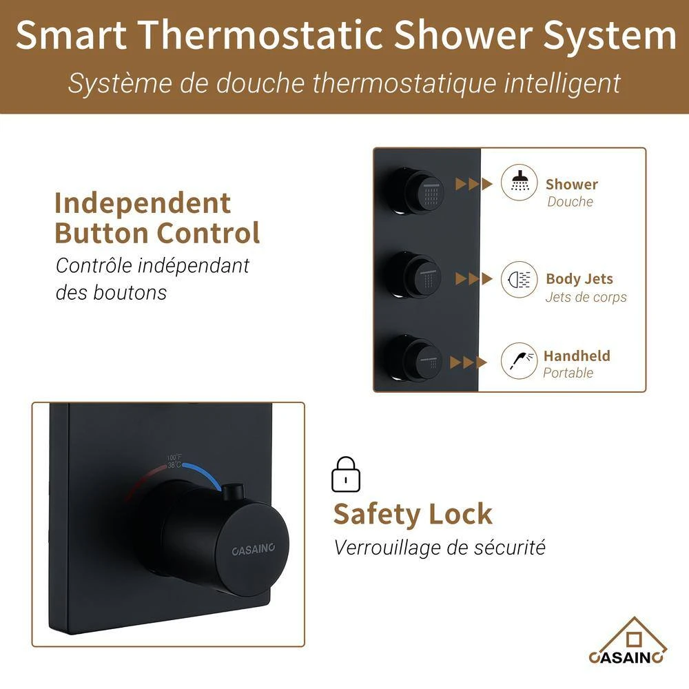 3-Spray 1.8 GPM Ceiling Mount Dual Square Handheld Shower Set In Matte Black 8 3-Spray 1.8 GPM Ceiling Mount Dual Square Handheld Shower Set In Matte Black - Image 8