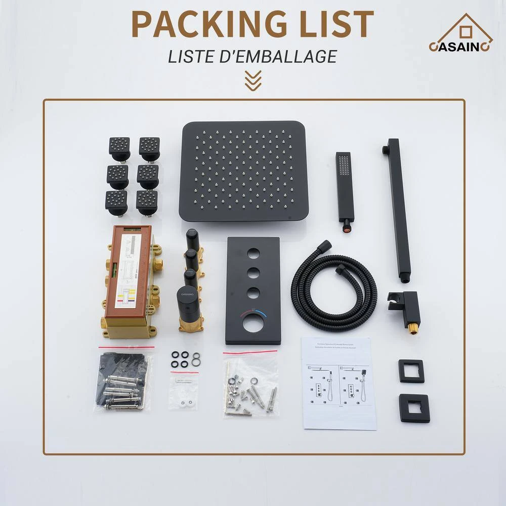 1-Spray 1.8 GPM High Pressure Ceiling Mount Dual Shower Head/Handheld Shower Combo In Matte Black 2 1-Spray 1.8 GPM High Pressure Ceiling Mount Dual Shower Head/Handheld Shower Combo In Matte Black - Image 2