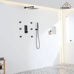 1-Spray 1.8 GPM High Pressure Ceiling Mount Dual Shower Head/Handheld Shower Combo In Matte Black 14 1-Spray 1.8 GPM High Pressure Ceiling Mount Dual Shower Head/Handheld Shower Combo In Matte Black -FURITURE SALE SHOP matte black tahanbath dual shower heads z 102009eb 2 1f 1000