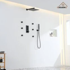 1-Spray 1.8 GPM High Pressure Ceiling Mount Dual Shower Head/Handheld Shower Combo In Matte Black 13 1-Spray 1.8 GPM High Pressure Ceiling Mount Dual Shower Head/Handheld Shower Combo In Matte Black -FURITURE SALE SHOP matte black tahanbath dual shower heads z 102009eb 2 4f 1000