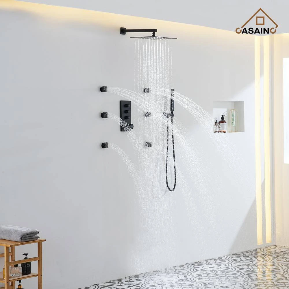 1-Spray 1.8 GPM High Pressure Ceiling Mount Dual Shower Head/Handheld Shower Combo In Matte Black 4 1-Spray 1.8 GPM High Pressure Ceiling Mount Dual Shower Head/Handheld Shower Combo In Matte Black - Image 4