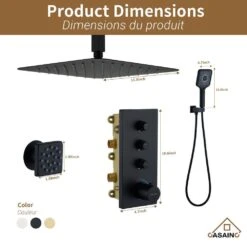 3-Spray 1.8 GPM 12 In. Ceiling Mounted Dual Square Handheld Shower Set In Matte Black 15 3-Spray 1.8 GPM 12 In. Ceiling Mounted Dual Square Handheld Shower Set In Matte Black -FURITURE SALE SHOP matte black tahanbath dual shower heads z 102009eb 3 44 1000