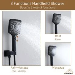 3-Spray 1.8 GPM 12 In. Ceiling Mounted Dual Square Handheld Shower Set In Matte Black 11 3-Spray 1.8 GPM 12 In. Ceiling Mounted Dual Square Handheld Shower Set In Matte Black -FURITURE SALE SHOP matte black tahanbath dual shower heads z 102009eb 3 66 1000