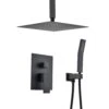 2-Spray 2.5 GPM Ceiling Mounted Dual Shower System Combo Set With Handheld And 12 In. Shower Head In Matte Black