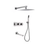 1-Spray Patterns Freestanding Square Dual Handheld Shower Head 2.5 GPM In Matte Black