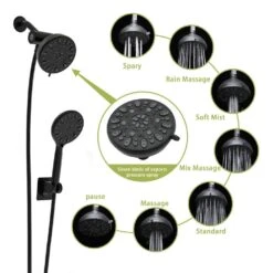7-spray Dual 4.7 In. Wall Mount 1.8 GPM Shower Head And Handheld Shower Head In Matte Black 14 7-spray Dual 4.7 In. Wall Mount 1.8 GPM Shower Head And Handheld Shower Head In Matte Black -FURITURE SALE SHOP matte black tahanbath dual shower heads z w124362252 76 1000