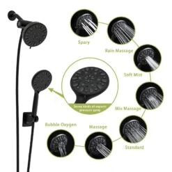 7-spray Dual 4.7 In. Wall Mount 1.8 GPM Shower Head And Handheld Shower Head In Matte Black 10 7-spray Dual 4.7 In. Wall Mount 1.8 GPM Shower Head And Handheld Shower Head In Matte Black -FURITURE SALE SHOP matte black tahanbath dual shower heads z w124362252 c3 1000
