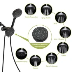 8-spray 4.7 In. Wall Mount 1.8 GPM Dual Shower Head And Handheld Shower Head In Matte Black -FURITURE SALE SHOP matte black tahanbath dual shower heads z w124362290 76 1000