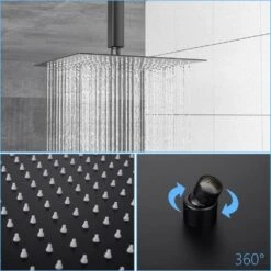 1-spray Dual 12 In. 1.8GPM Ceiling Mount Shower Head And Handheld Shower Head In Matte Black 10 1-spray Dual 12 In. 1.8GPM Ceiling Mount Shower Head And Handheld Shower Head In Matte Black -FURITURE SALE SHOP matte black tahanbath dual shower heads z w124381875 c3 1000