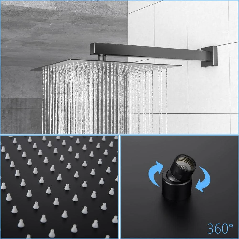 1-spray Dual 12 In. Wall Mount 1.8 GPM Shower Head And Handheld Shower Head In Matte Black 6 1-spray Dual 12 In. Wall Mount 1.8 GPM Shower Head And Handheld Shower Head In Matte Black - Image 6