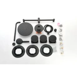 Shower System With Shower Head, Hand Shower, Slide Bar, Bodysprays, Shower Arm, Hose, Valve Trim And Lever Handles -FURITURE SALE SHOP matte black tahanbath dual shower heads z w1272 64780 44 1000