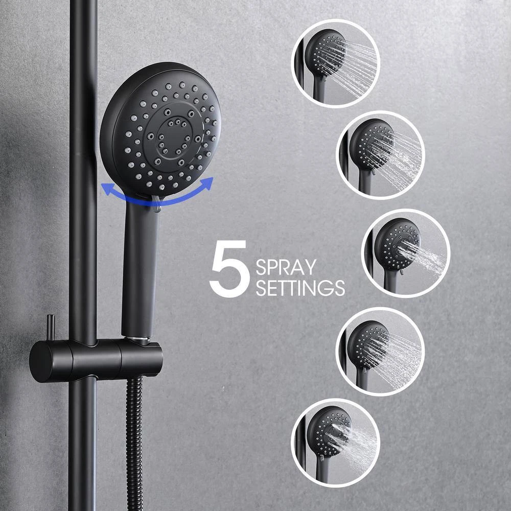 5-Spray Wall Mount Handheld Shower Head 1.8 GPM In Matte Black 5 5-Spray Wall Mount Handheld Shower Head 1.8 GPM In Matte Black - Image 5