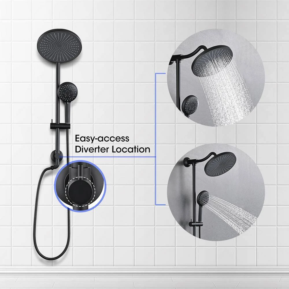 5-Spray Wall Mount Handheld Shower Head 1.8 GPM In Matte Black 3 5-Spray Wall Mount Handheld Shower Head 1.8 GPM In Matte Black - Image 3