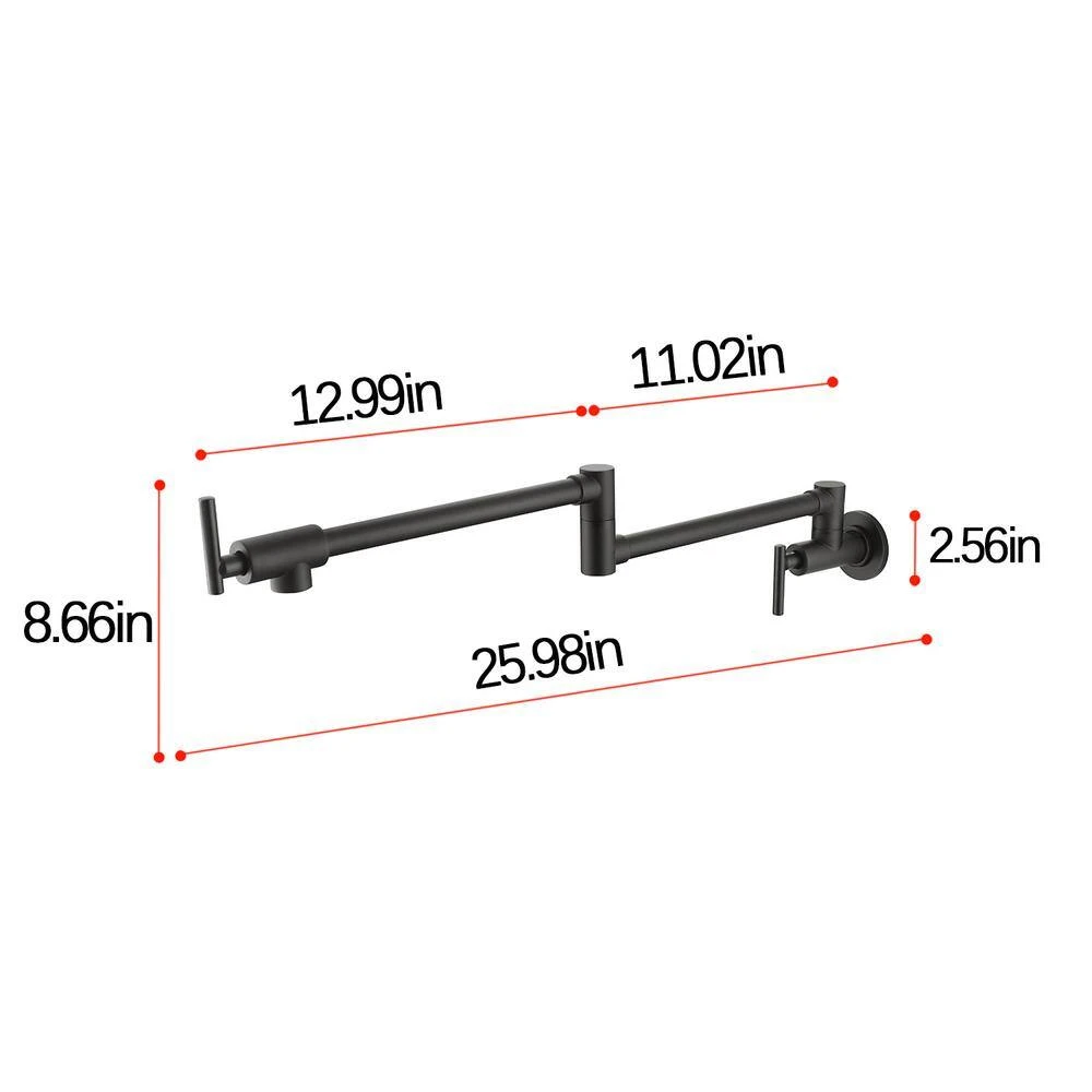 Double Handles Wall Mounted Pot Filler In Matte Black 3 Double Handles Wall Mounted Pot Filler In Matte Black - Image 3