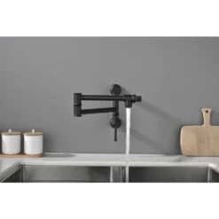 Wall Mount Pot Filler Faucet Wall Mount Pot Filler Faucet, Modern Brass Pot Filler 2-Attachment In Matte Black -FURITURE SALE SHOP matte black tahanbath pot fillers y w928 104082 44 1000