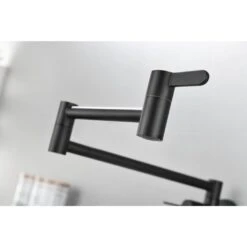 Wall Mount High-Arc Pot Filler Faucet In Matte Black -FURITURE SALE SHOP matte black tahanbath pot fillers z w92867779 1f 1000