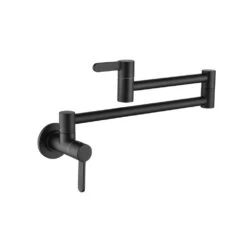 Wall Mount High-Arc Pot Filler Faucet In Matte Black