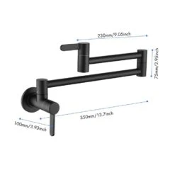 Wall Mount High-Arc Pot Filler Faucet In Matte Black -FURITURE SALE SHOP matte black tahanbath pot fillers z w92867779 76 1000