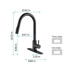 Single Handle Wall Mount Gooseneck Pull Down Sprayer Kitchen Faucet With Deckplate Included And Handles In Matte Black -FURITURE SALE SHOP matte black tahanbath pull down kitchen faucets w928 th9001mb zq c3 1000