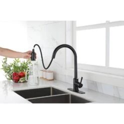 Single Handle Touch Pull Down Sprayer Kitchen Faucet In Matte Black 15 Single Handle Touch Pull Down Sprayer Kitchen Faucet In Matte Black -FURITURE SALE SHOP matte black tahanbath pull down kitchen faucets y w928 50259 31 1000