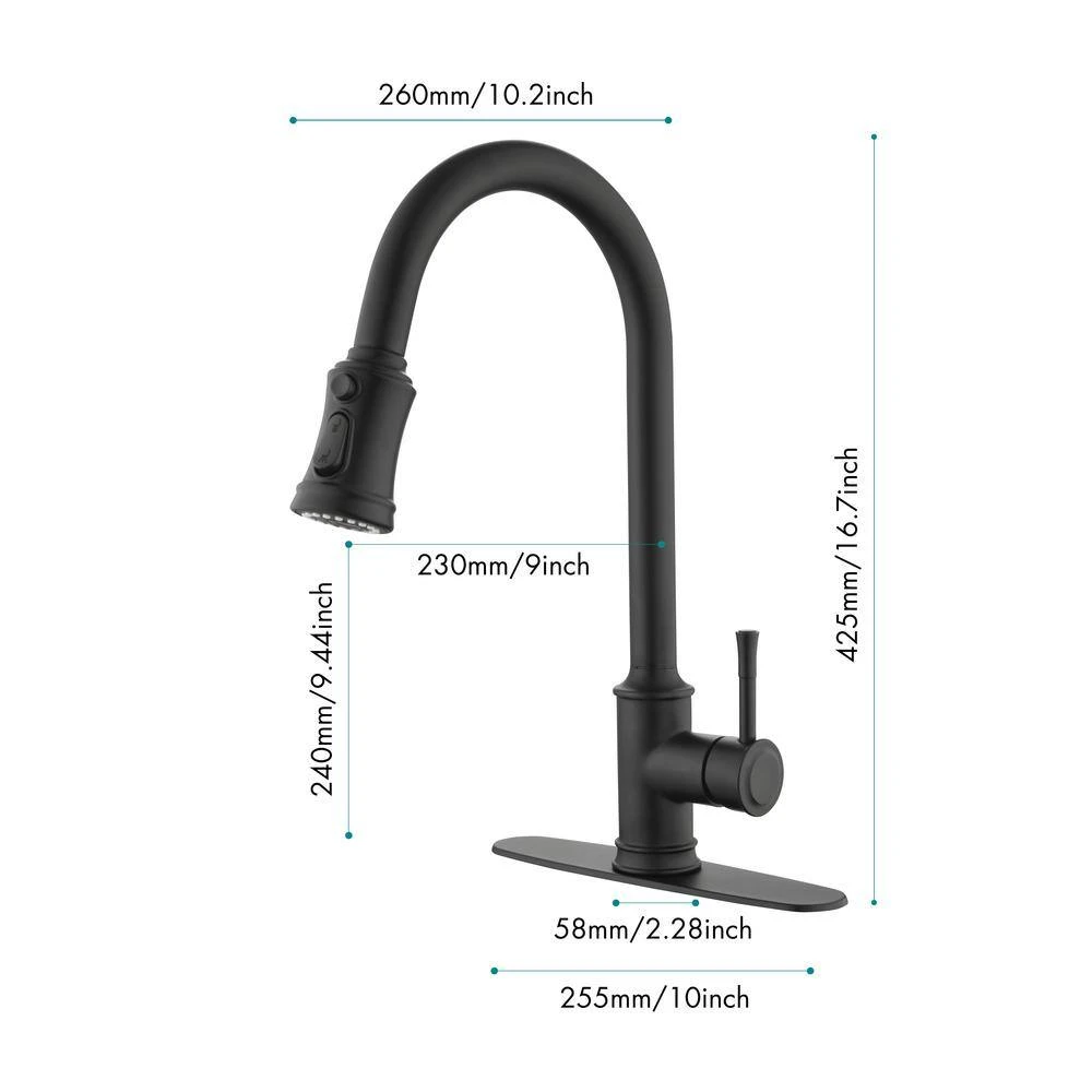 Single Handle Touch Pull Down Sprayer Kitchen Faucet In Matte Black 2 Single Handle Touch Pull Down Sprayer Kitchen Faucet In Matte Black - Image 2