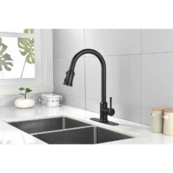 Single Handle Touch Pull Down Sprayer Kitchen Faucet In Matte Black 13 Single Handle Touch Pull Down Sprayer Kitchen Faucet In Matte Black -FURITURE SALE SHOP matte black tahanbath pull down kitchen faucets y w928 50259 fa 1000