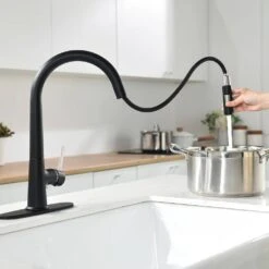 Single-Handle Touchless Pull Down Sprayer Kitchen Faucet, Infrared Motion Spring Sink Faucets In Matte Black 13 Single-Handle Touchless Pull Down Sprayer Kitchen Faucet, Infrared Motion Spring Sink Faucets In Matte Black -FURITURE SALE SHOP matte black tahanbath pull down kitchen faucets y yx is1308 33ygbn 1d 70us 31 1000