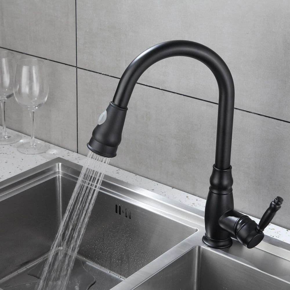 Black 15.7 In. Pull Down Sprayer Kitchen Faucet With 360 ° Spout Swivel 7 Black 15.7 In. Pull Down Sprayer Kitchen Faucet With 360 ° Spout Swivel - Image 7
