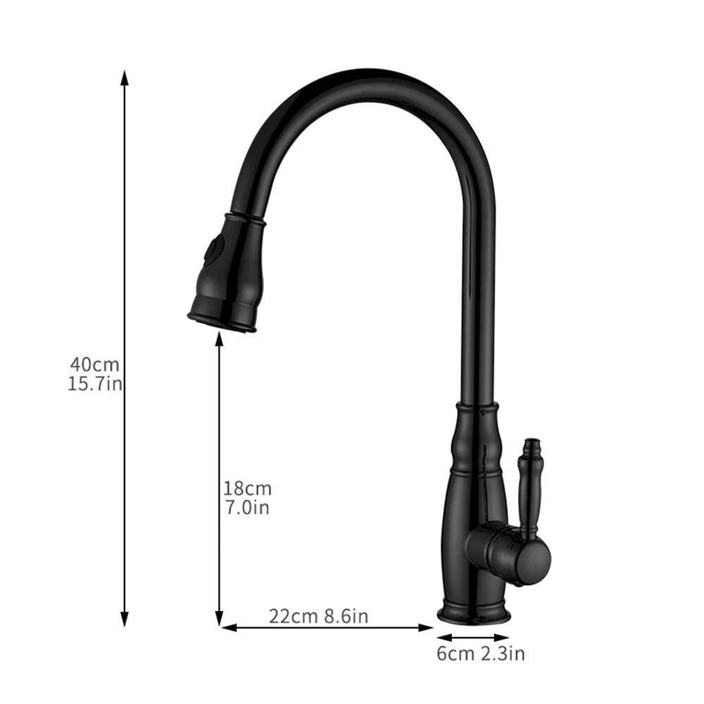 Black 15.7 In. Pull Down Sprayer Kitchen Faucet With 360 ° Spout Swivel 4 Black 15.7 In. Pull Down Sprayer Kitchen Faucet With 360 ° Spout Swivel - Image 4