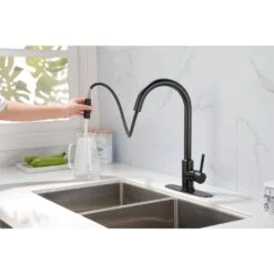 Kitchen Faucet Single Handle Pull Down Sprayer Kitchen Faucet In Matte Black -FURITURE SALE SHOP matte black tahanbath pull down kitchen faucets z th9001mb 8 4f 1000