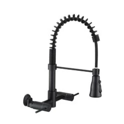 Double Handle Pull Down Sprayer Kitchen Faucet In Matte Black