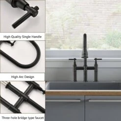Double Handle Pull Down Sprayer Kitchen Faucet With Pull-Down Spray Head In Matte Black 11 Double Handle Pull Down Sprayer Kitchen Faucet With Pull-Down Spray Head In Matte Black -FURITURE SALE SHOP matte black tahanbath pull down kitchen faucets z w122565381 1f 1000