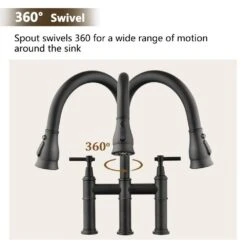 Double Handle Pull Down Sprayer Kitchen Faucet With Pull-Down Spray Head In Matte Black 12 Double Handle Pull Down Sprayer Kitchen Faucet With Pull-Down Spray Head In Matte Black -FURITURE SALE SHOP matte black tahanbath pull down kitchen faucets z w122565381 44 1000