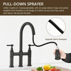 Double Handle Pull Down Sprayer Kitchen Faucet With Pull-Down Spray Head In Matte Black 14 Double Handle Pull Down Sprayer Kitchen Faucet With Pull-Down Spray Head In Matte Black -FURITURE SALE SHOP matte black tahanbath pull down kitchen faucets z w122565381 76 1000