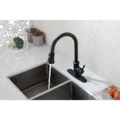 Single Handle High Arc Brushed Level Stainless Steel Pull Down Sprayer Kitchen Faucet In Nickel Single -FURITURE SALE SHOP matte black tahanbath pull down kitchen faucets z w1272 64937 76 1000