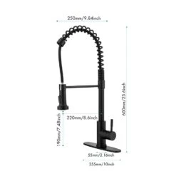 23.6 In Spring Kitchen Faucet With Pull-Out Sprayer, Single Handle Single Hole Kitchen Sink Faucet In Black -FURITURE SALE SHOP matte black tahanbath pull down kitchen faucets z w2287p183742 c3 1000