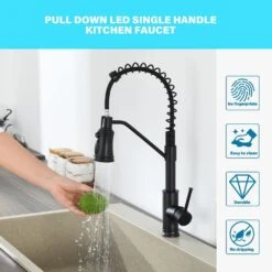 18.7 In. H Single Handle Pull Out Sprayer Kitchen Faucet With 360° Spout Swivel In Black -FURITURE SALE SHOP matte black tahanbath pull out kitchen faucets kt ct xy33b70us 31 1000