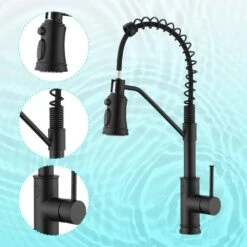 18.7 In. H Single Handle Pull Out Sprayer Kitchen Faucet With 360° Spout Swivel In Black -FURITURE SALE SHOP matte black tahanbath pull out kitchen faucets kt ct xy33b70us 4f 1000