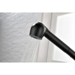 Single Handle Kitchen Sink Faucet With Pull Out Sprayer In Matte Black -FURITURE SALE SHOP matte black tahanbath pull out kitchen faucets y w2287 p154025 76 1000