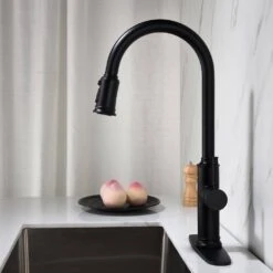Kitchen Faucet With Pull Out Spraye In Matte Black -FURITURE SALE SHOP matte black tahanbath pull out kitchen faucets y w928 110973 31 1000
