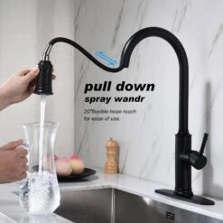 Kitchen Faucet With Pull Out Spraye In Matte Black -FURITURE SALE SHOP matte black tahanbath pull out kitchen faucets y w928 110973 44 1000
