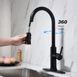 Kitchen Faucet With Pull Out Spraye In Matte Black -FURITURE SALE SHOP matte black tahanbath pull out kitchen faucets y w928 110973 fa 1000