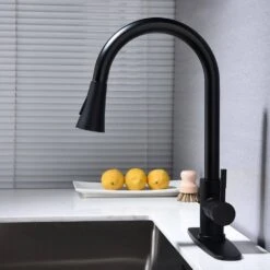 16.14 In Matte Black 360 Degree Spout Swivel Kitchen Faucet With Pull Out Spraye -FURITURE SALE SHOP matte black tahanbath pull out kitchen faucets z w2287p183090 4f 1000