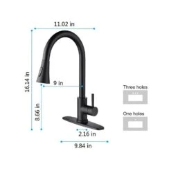 16.14 In Matte Black 360 Degree Spout Swivel Kitchen Faucet With Pull Out Spraye -FURITURE SALE SHOP matte black tahanbath pull out kitchen faucets z w2287p183090 c3 1000