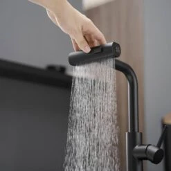 Single Handle Pull Out Kitchen Faucet In Matte Black -FURITURE SALE SHOP matte black tahanbath pull out kitchen faucets z1371 33b 31 1000