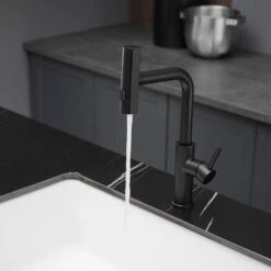 Single Handle Pull Out Kitchen Faucet In Matte Black -FURITURE SALE SHOP matte black tahanbath pull out kitchen faucets z1371 33b fa 1000