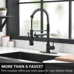 Single Handle Pull Out Kitchen Faucet Deckplate Included With Copper Pump Soap Dispenser In Matte Black -FURITURE SALE SHOP matte black tahanbath pull out kitchen faucets zst1314b 76 1000