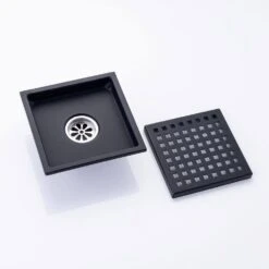 6 In W X 6 In D Stainless Steel Decorative Drain Cover With Matte Black -FURITURE SALE SHOP matte black tahanbath shower drains q pzz 7003h 6 44 1000